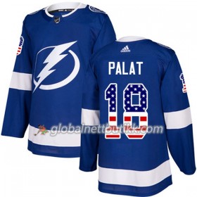 Tampa Bay Lightning Hockeydrakt Ondrej Palat 18 2017-2018 USA Flag Fashion Blå Adidas Authentic - Herre